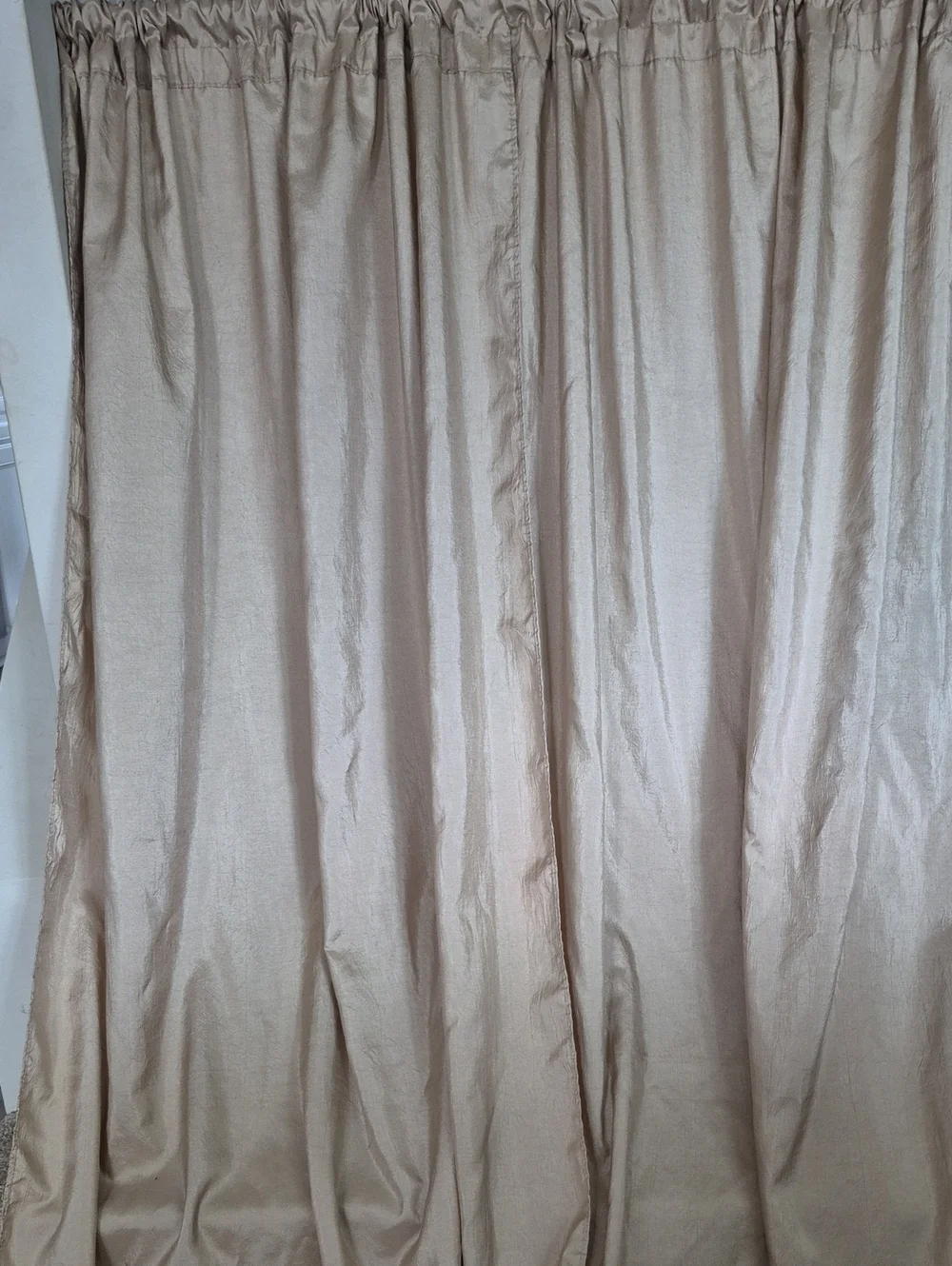 Long Neutral Beige Tan Curtain Panel - Light Draped Window Curtain 80x84